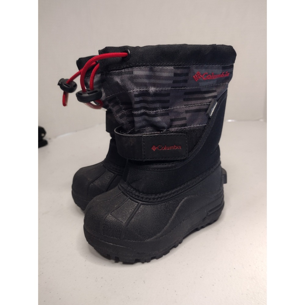 Columbia Powderbug Plus II Kids Black Waterproof Snow Boots Size 7